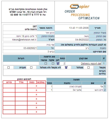 מערכת הזמנות למכוני העתקות אור/שמש